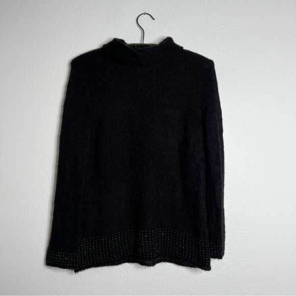 Vintage Episode Dark Gray Wool Blend Embellished Hem Semi Sheer Sweater Size M - Picture 4 of 7